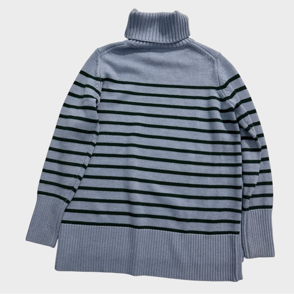 Tuckernuck Sophia Side Button Striped Wool Turtleneck Sweater Size XS‎ Blue Knit - Picture 2 of 5